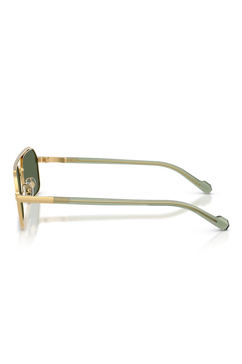 57mm Irregular Rectangular Sunglasses, Alternate, color, GOLD / DARK GREEN