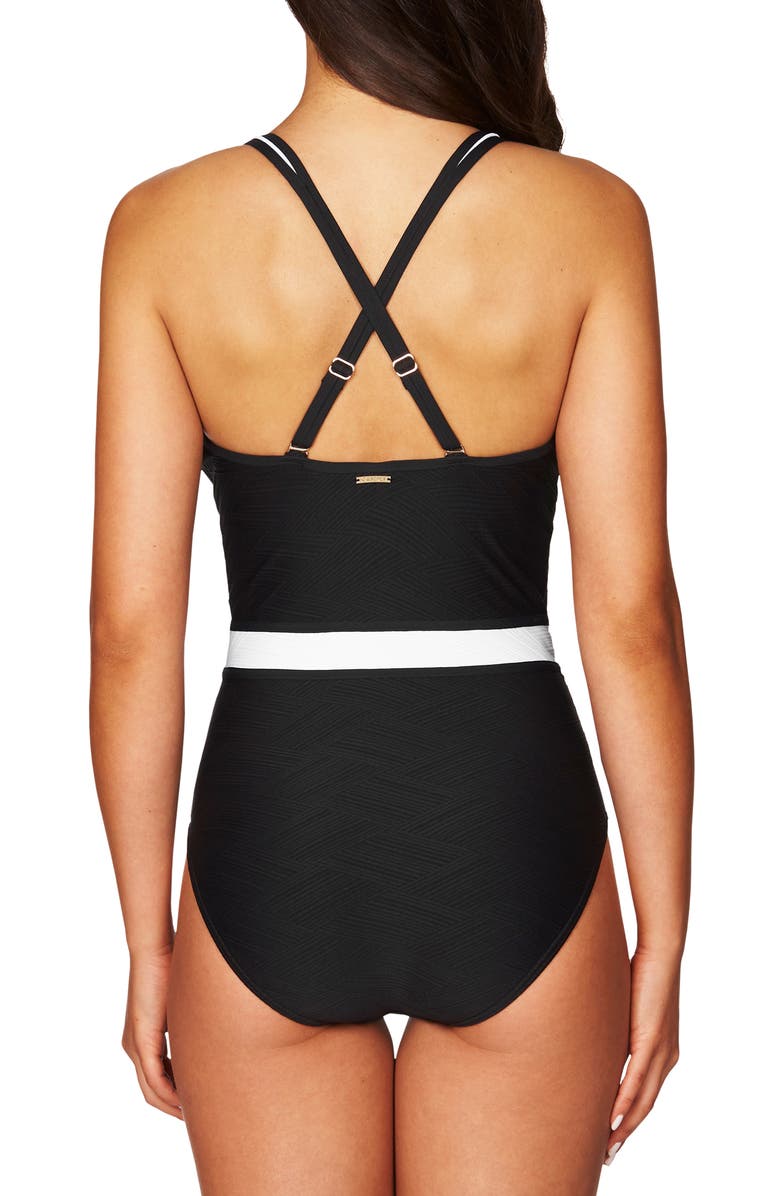 Sea Level Spliced One-Piece Swimsuit, Alternate, color, 