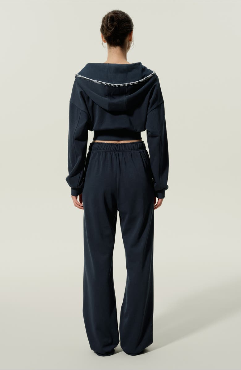Lilysilk SILKERRY Cropped Fit Seamflow Drift Full-Zip Front Closure Sweatshirt, Alternate, color, Navy