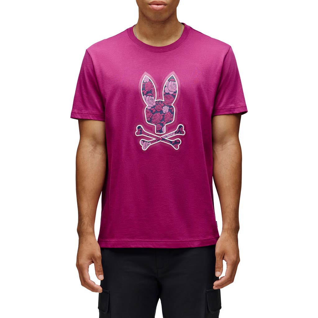 Psycho Bunny Rowen Floral Embroidered Pima Cotton Graphic T-shirt In Pink