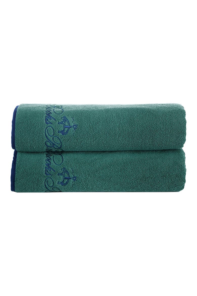 Contrast Frame Cotton Towel Set, Main, color, DEEP JUNGLE
