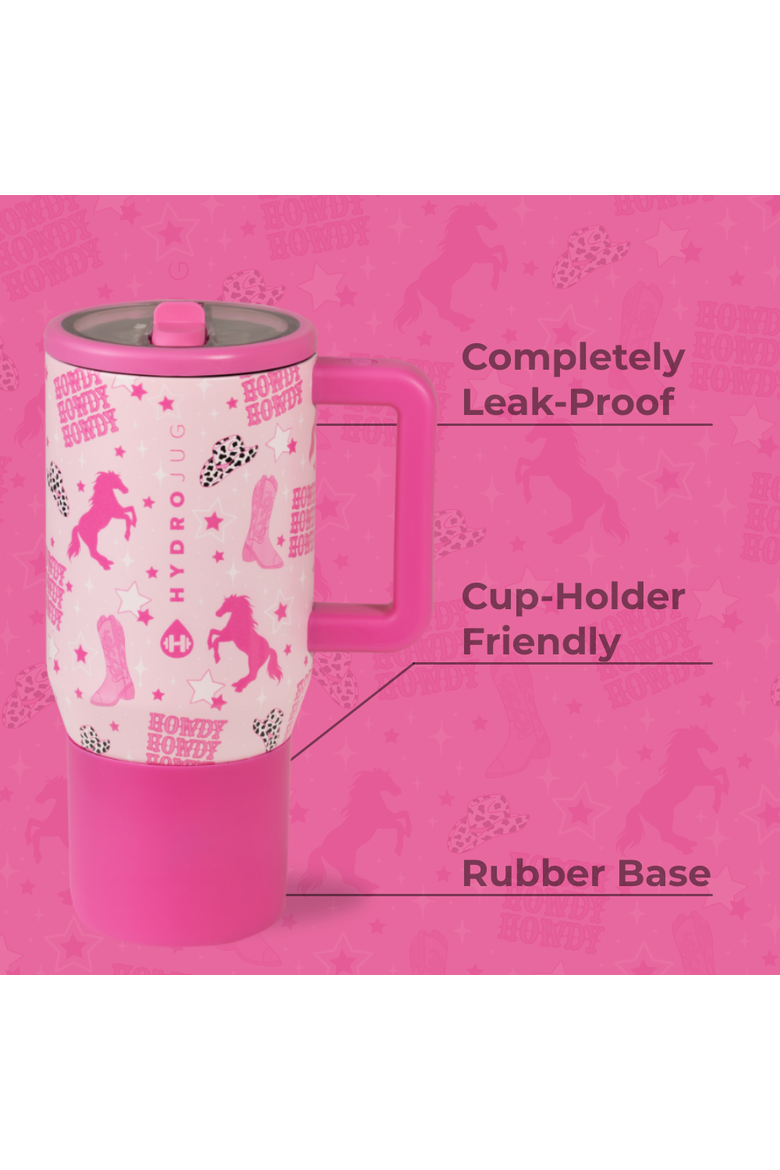 Kids Traveler Insulated Water Bottle with Flip Straw & Handle 20oz, Alternate, color, Cowgirl