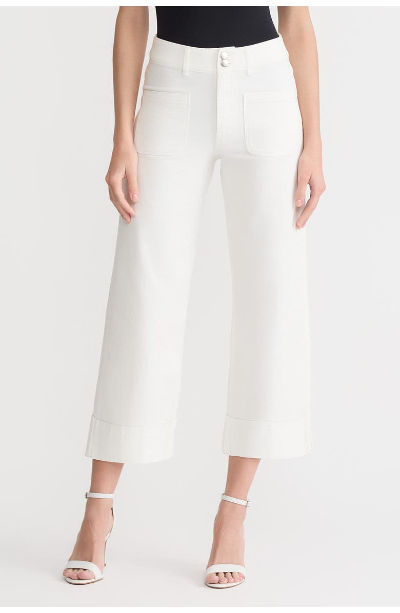 Ming Wang x Family Savvy Cropped Wide-Leg Jeans, Main, color, White