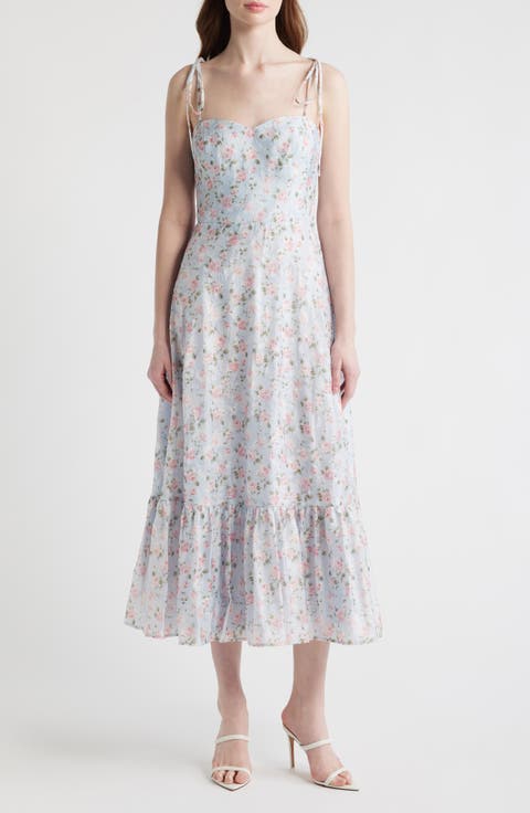 Alexia Floral Tie Strap Midi Dress