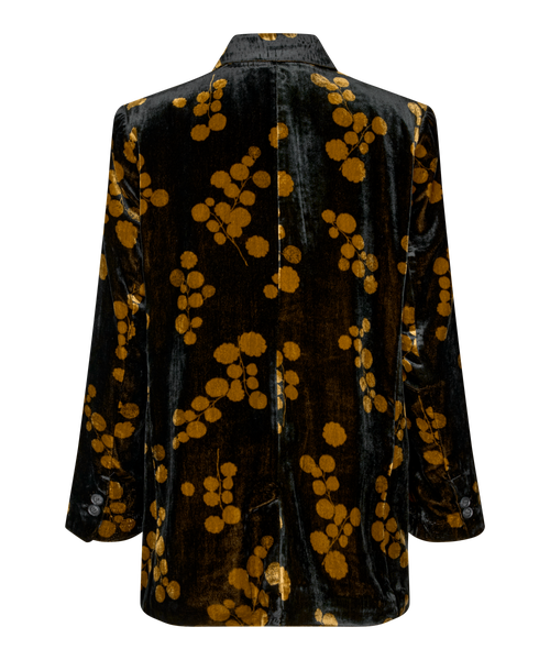 Masai Copenhagen Majaxi Velour Floral Print Blazer In Brown