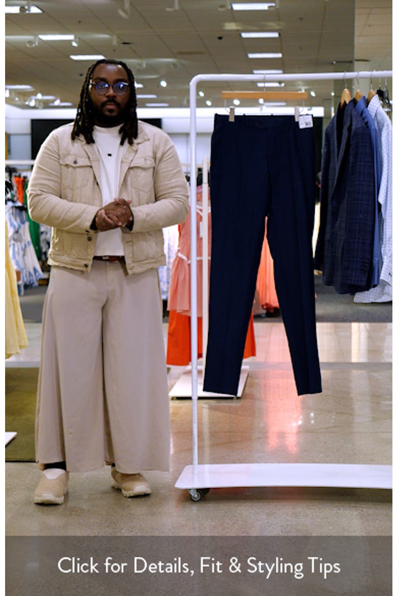 Harker Navy Flat Front Wool & Linen Dress Pants (Men) | Nordstromrack