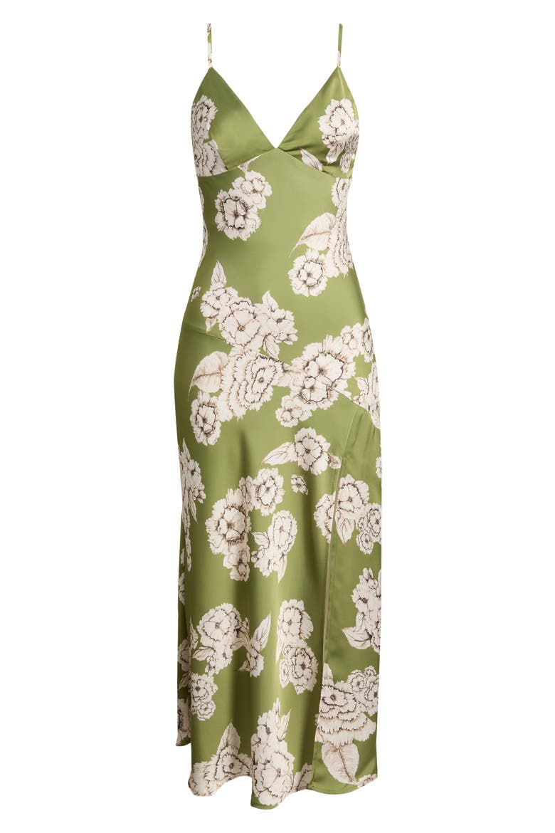 Carreta Floral Print Maxi Slipdress, Alternate, color, CHARTREUSE MULTI