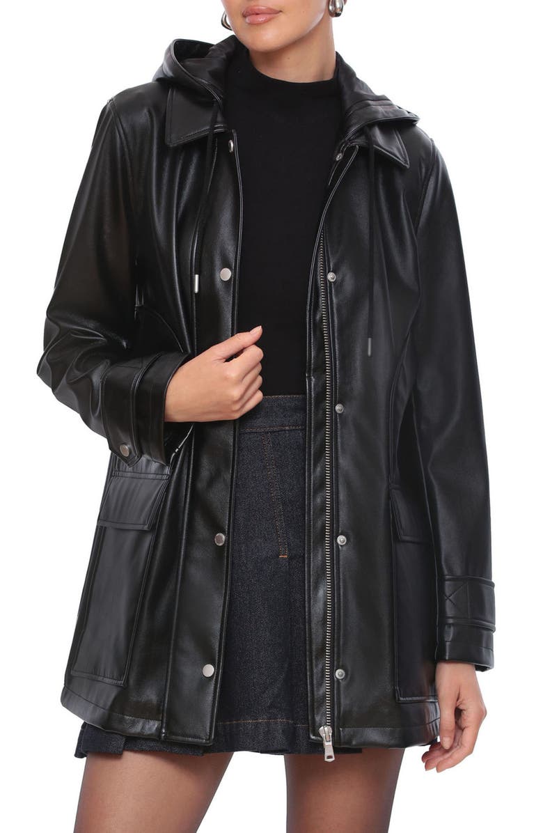 Avec Les Filles Faux Leather Hooded Jacket, Alternate, color,