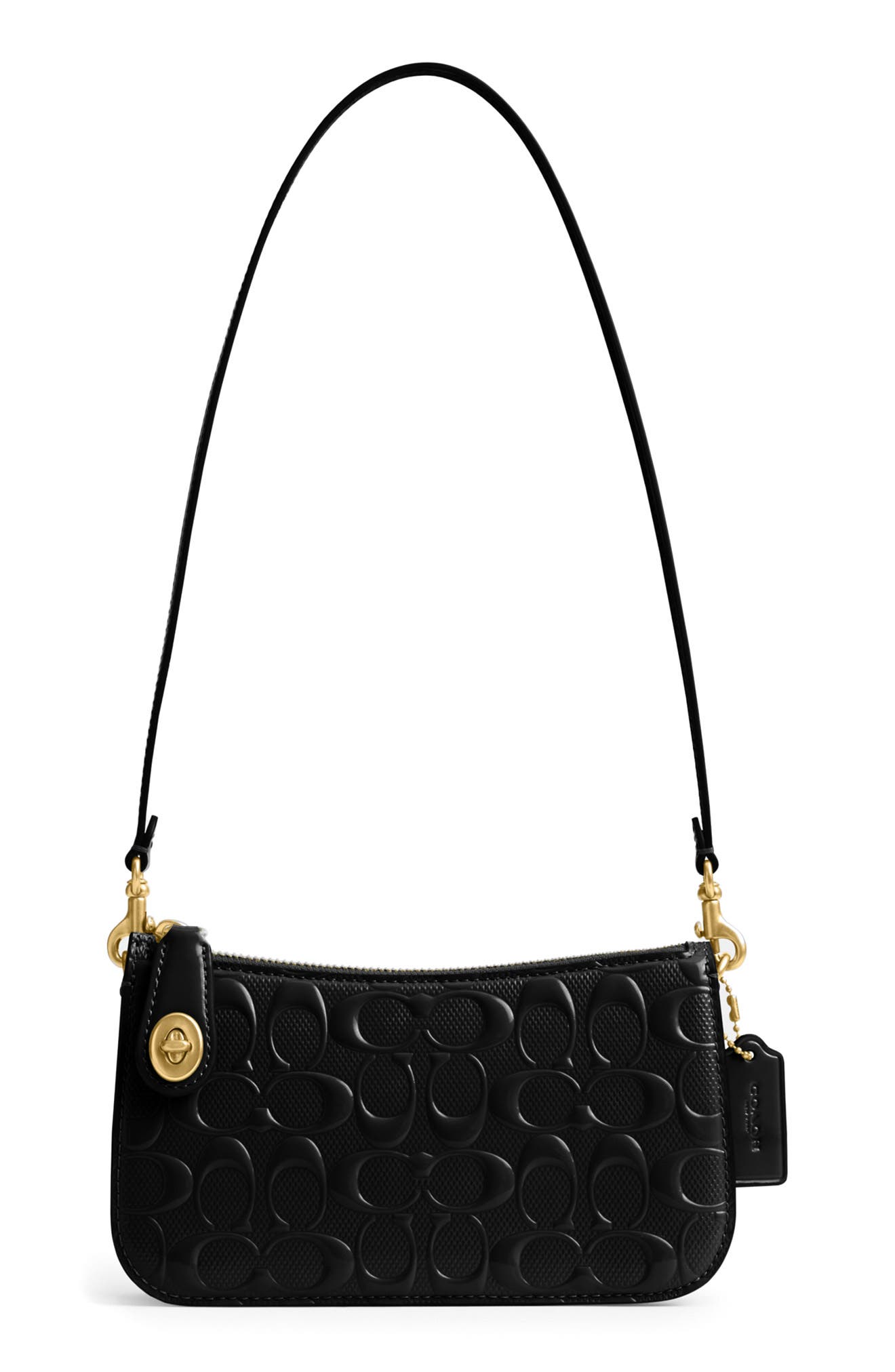 COACH Penn Signature Patent Leather Shoulder Bag, Main, color, 