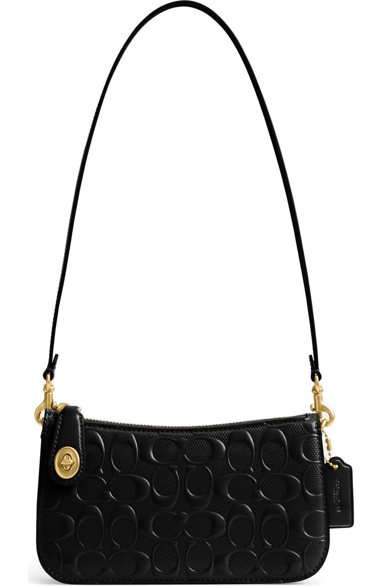 COACH Penn Signature Patent Leather Shoulder Bag, Main, color,