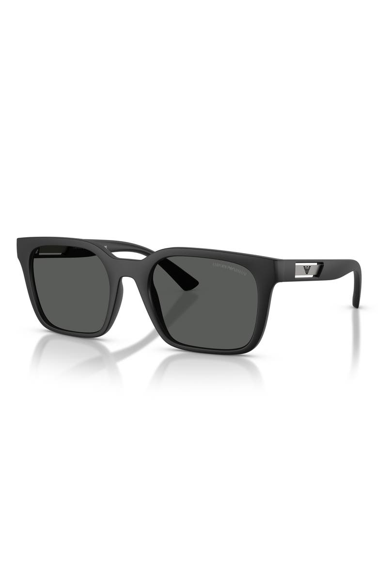 Emporio Armani 54mm Square Sunglasses, Alternate, color, Matte Black / Dark Grey
