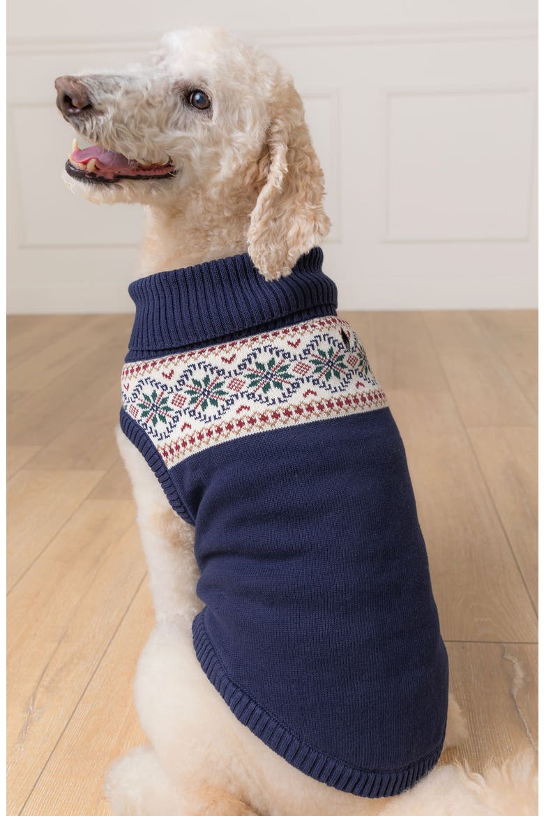 Organic Fair Isle Dog Sweater, Alternate, color, Scottish Snowflake