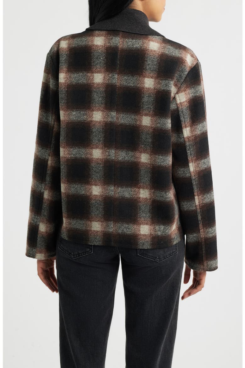 Crop Flannel Jacket, Alternate, color, BROWN PLAID