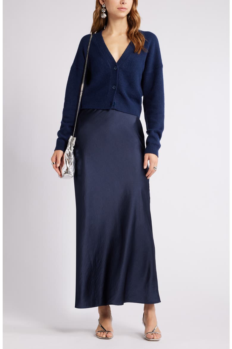 Bias Cut Maxi Skirt, Alternate, color, NAVY BLAZER