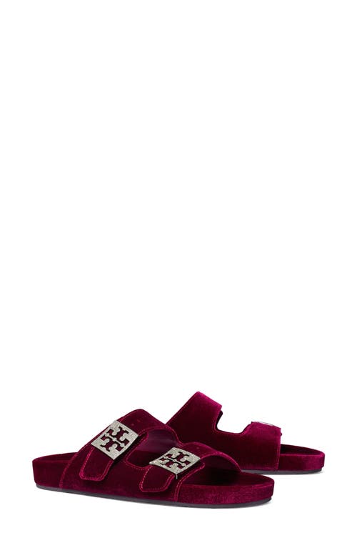 Tory Burch Mellow Pavé Slide Sandal In Burgundy