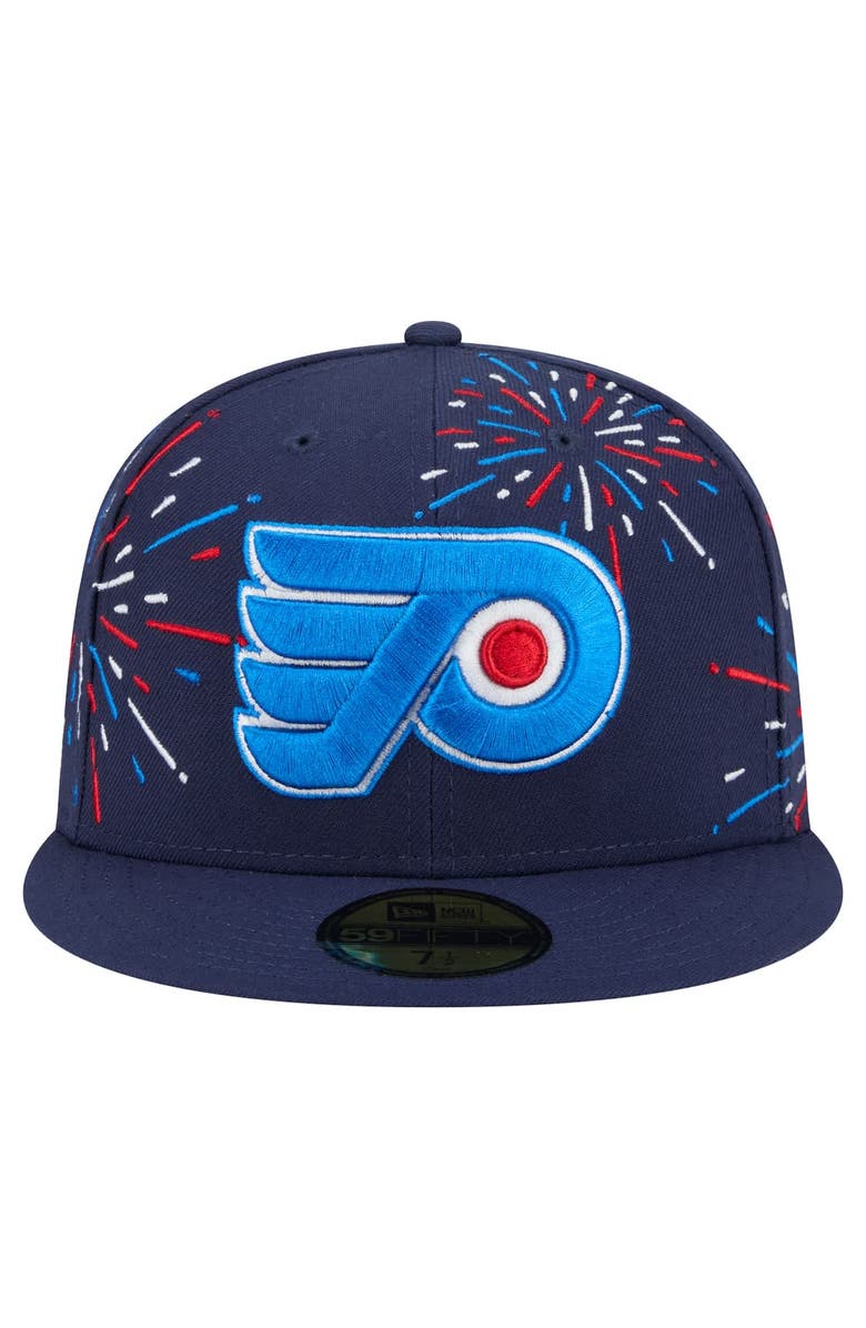 New Era Men's New Era Navy Philadelphia Flyers Americana Fireworks 59FIFTY Fitted Hat, Alternate, color, Navy