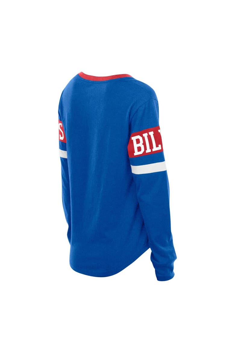 Women's New Era Blue Buffalo Bills Plus Size Throwback Lace-Up Long Sleeve T-Shirt, Alternate, color, Blue