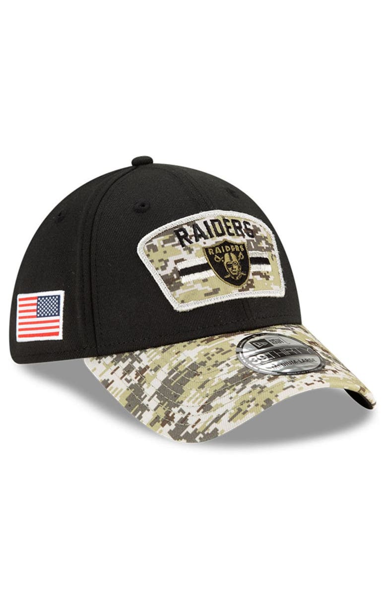 New Era Men's New Era Black/Camo Las Vegas Raiders 2021 Salute To Service 39THIRTY Flex Hat, Main, color,