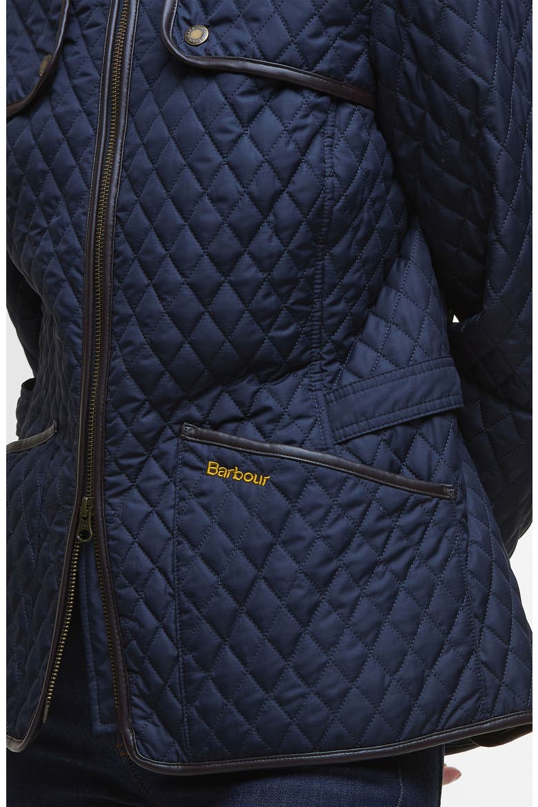 Dahlia Quilted Faux Leather Trim Jacket, Alternate, color, DARK NAVY