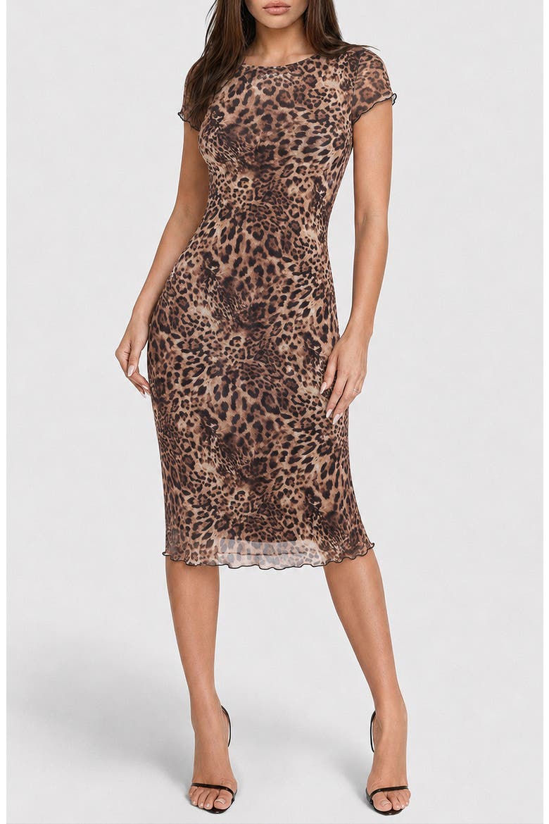 Power Mesh T-Shirt Maxi Dress, Main, color, ANIMAL