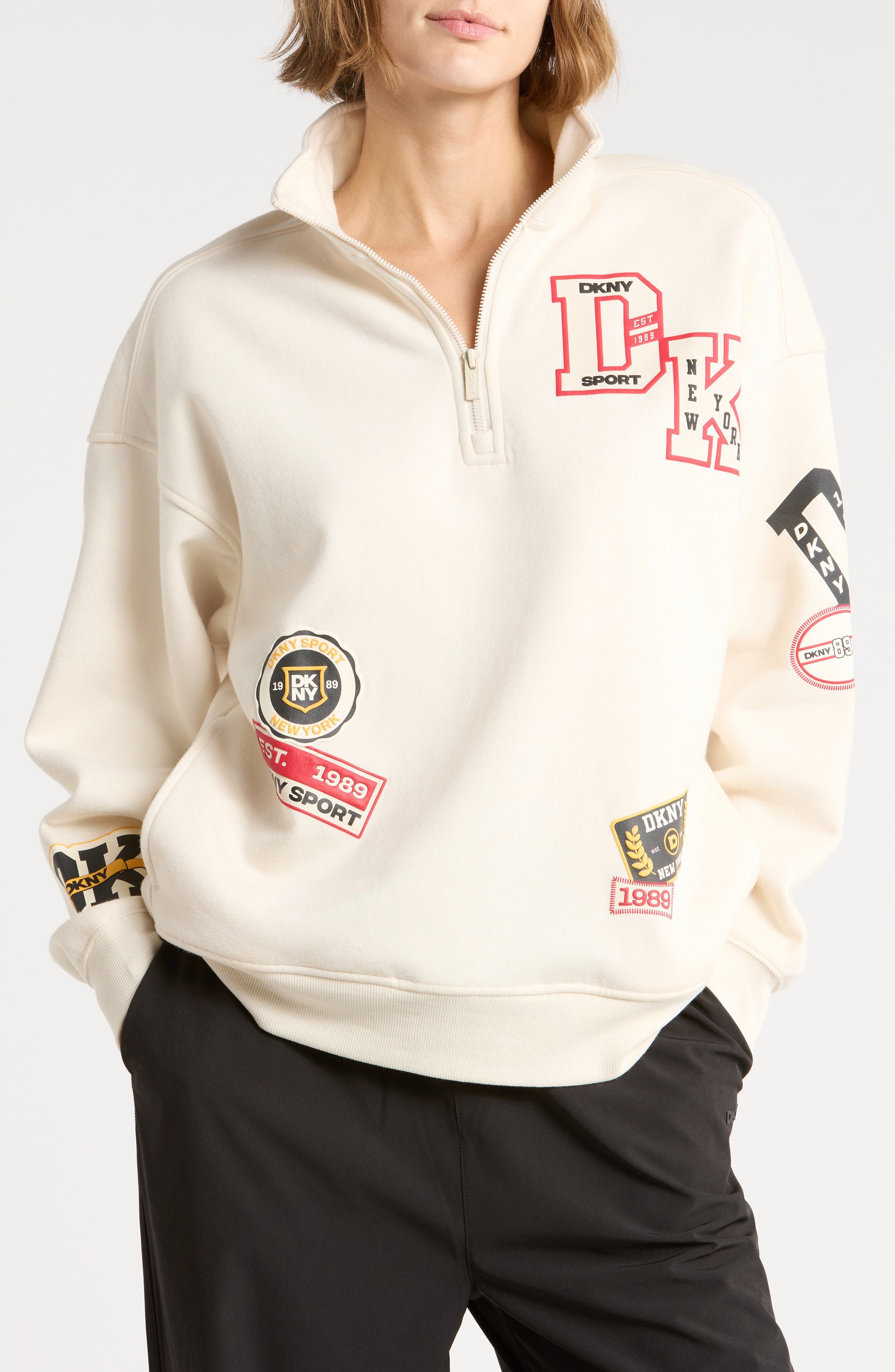 Campus Patch Oversized Quarter Zip Fleece Pullover