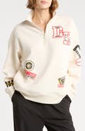 DKNY Campus Patch Oversized Quarter Zip Fleece Pullover