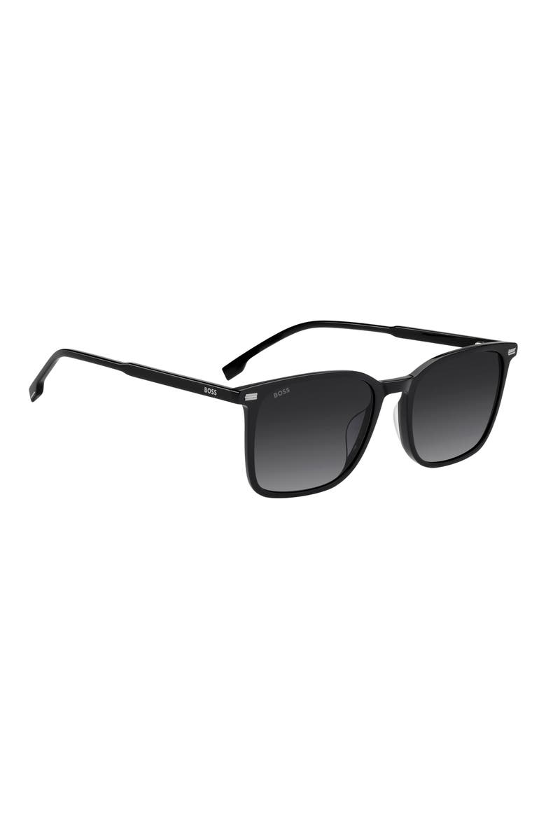 55mm Square Sunglasses, Alternate, color, BLACK/ DARK GREY SF