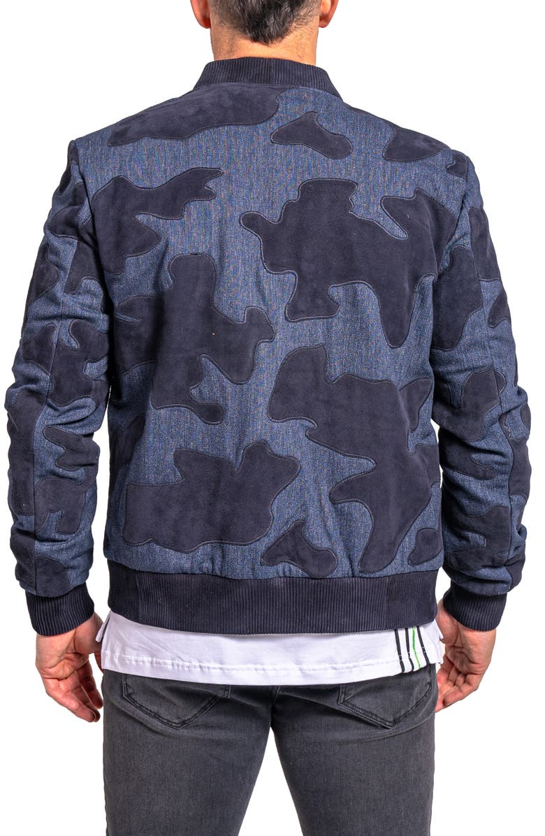 Maceoo Ascension0008 Leather & Denim Camouflage Jacket, Alternate, color, Blue