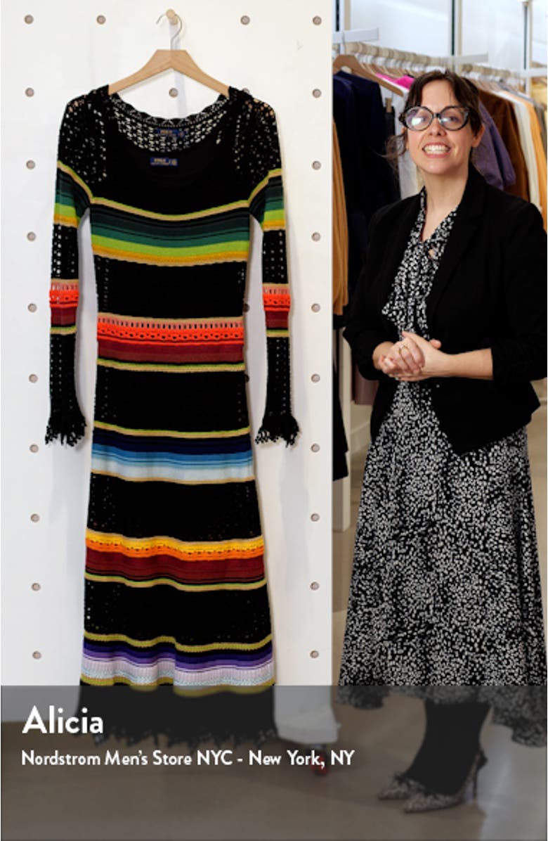 Serape Stripe Crochet Midi Dress, sales video thumbnail