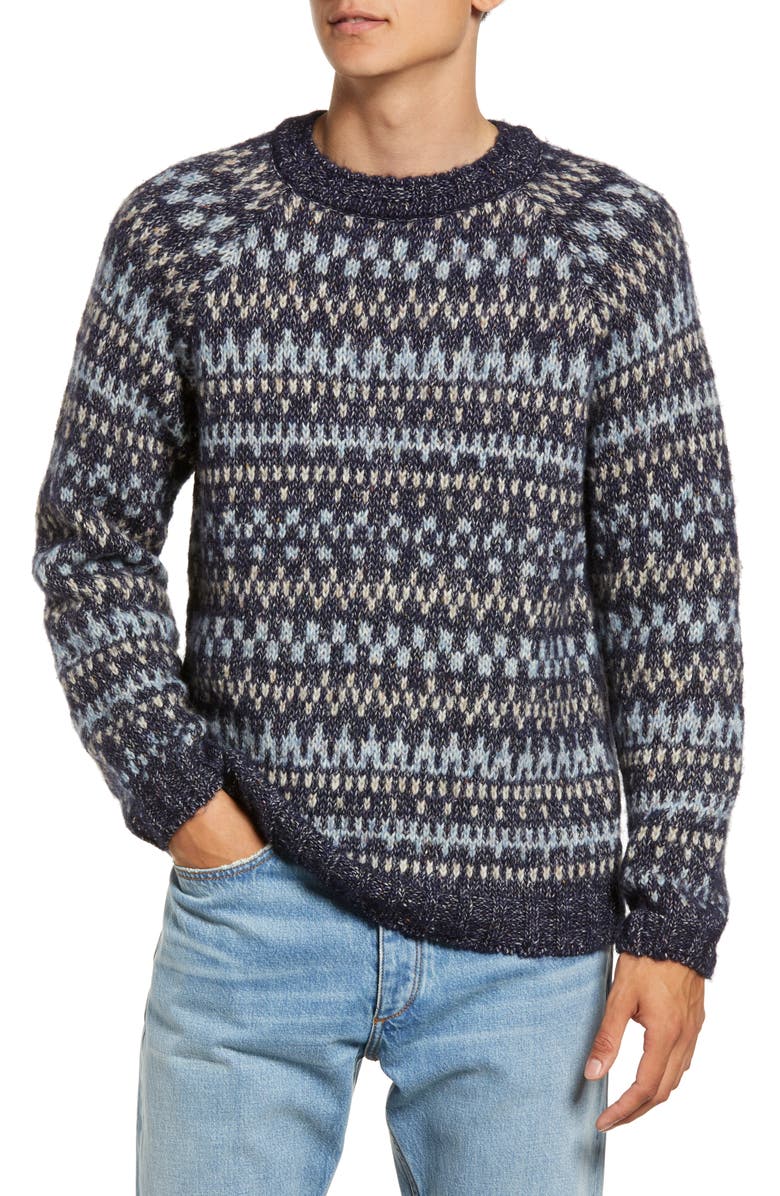 A.P.C. Pull Leonhard Fair Isle Wool Blend Crewneck Sweater, Main, color,