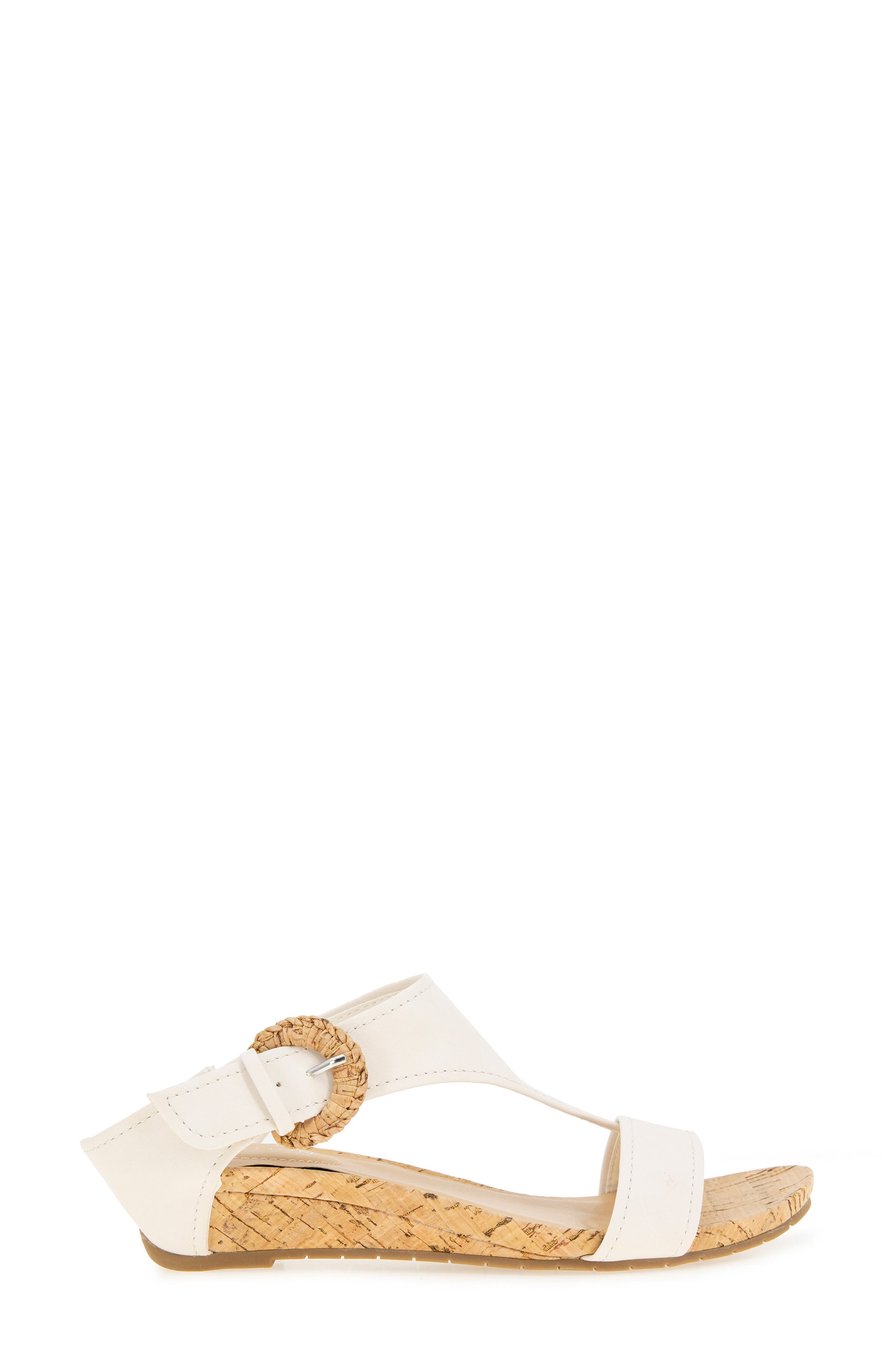 Great Buckle Wedge Sandal, Alternate, color, CREAM