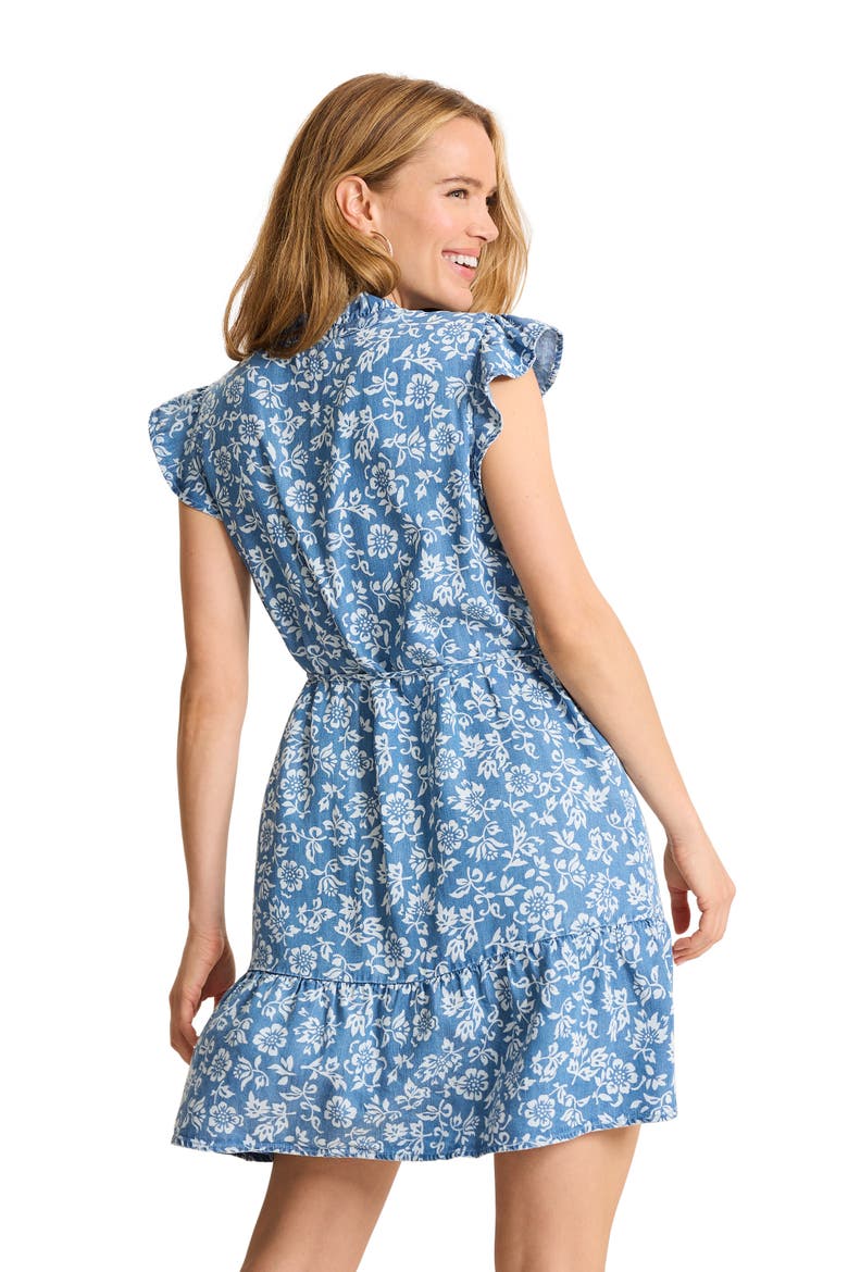 Bahia Blooms Floral Print Dress, Main, color, MEDIUM INDIGO WASH