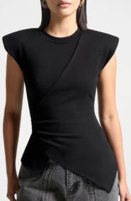 Manière De Voir Wide Shoulder Ruched Waist Top