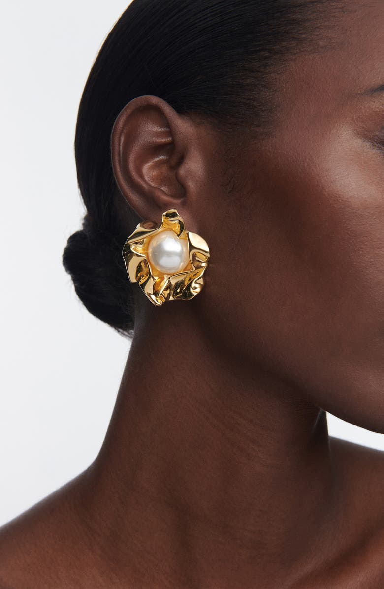 Sterling King Titania Faux Pearl Stud Earrings, Alternate, color, 