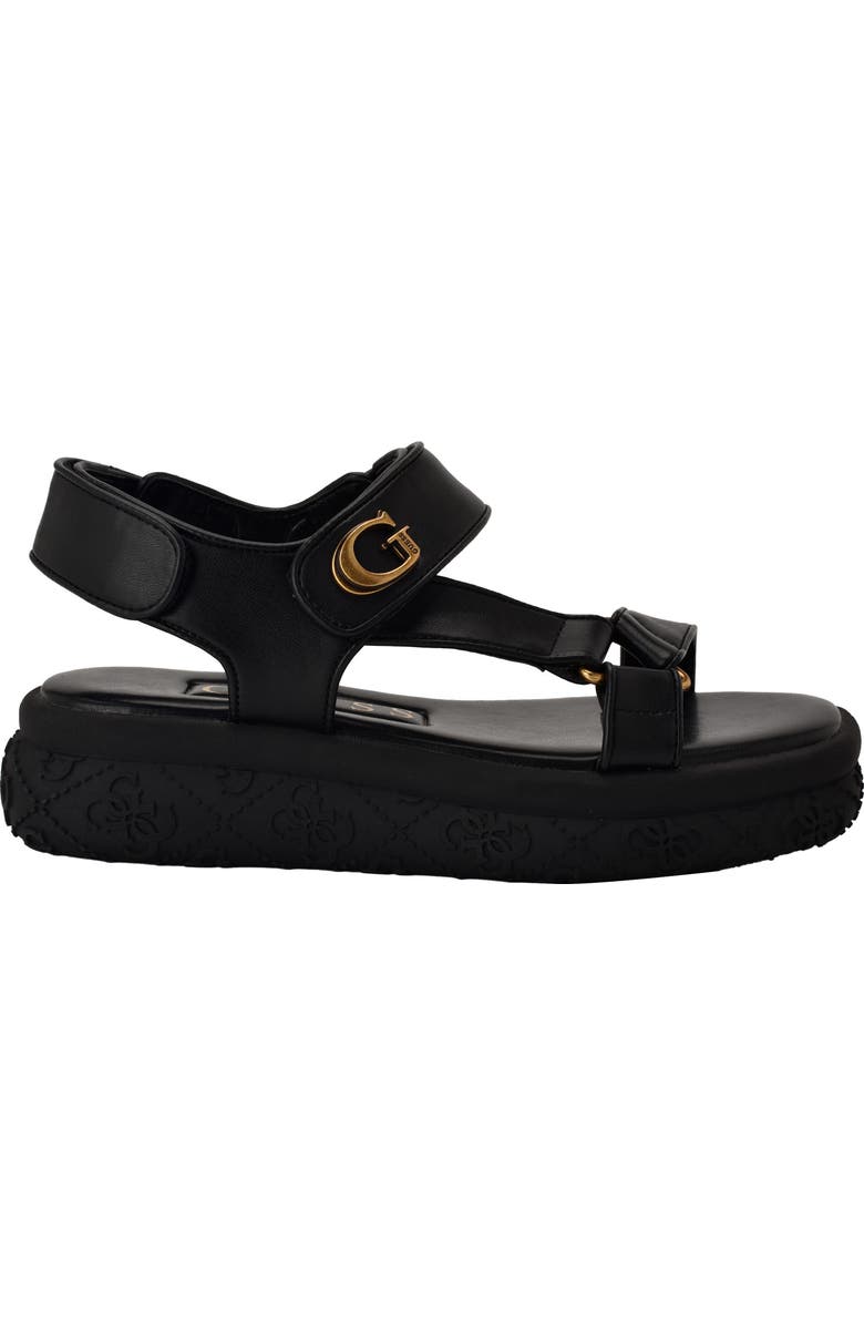 GUESS Lanara Ankle Strap Platform Sandal, Alternate, color, Black