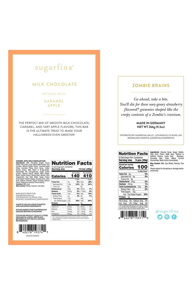 sugarfina Zombie Brains Candy Bento Box & Chocolate Bar Bundle, Alternate, color, 