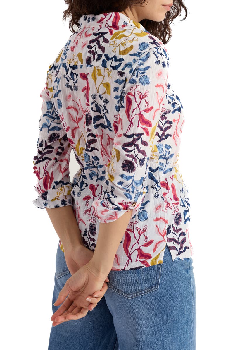 Seasalt Cornwall Larissa Floral Crinkled Organic Cotton Button-Up Shirt, Alternate, color, Inky Botanical Chalk