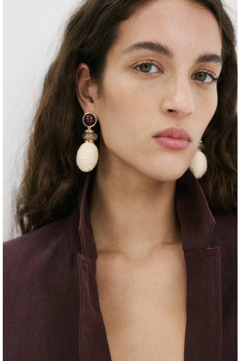 Raffia Drop Earrings, Alternate, color, BEIGE