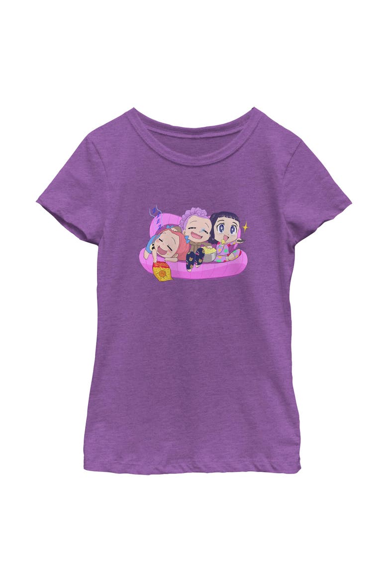 Girls' Movie Night Group T-Shirt, Main, color, Purple Berry