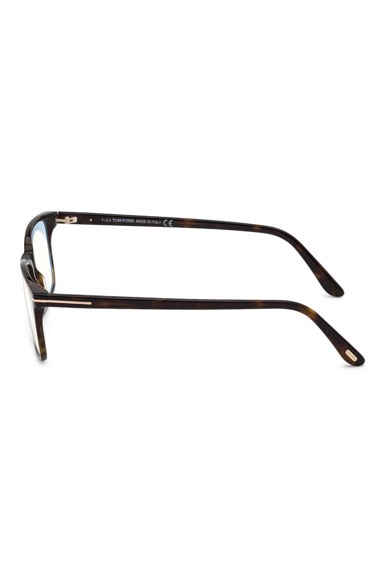 54mm Rectangular Blue Light Blocking Glasses, Alternate, color, HAVANA ROSE GOLD / T LOGO