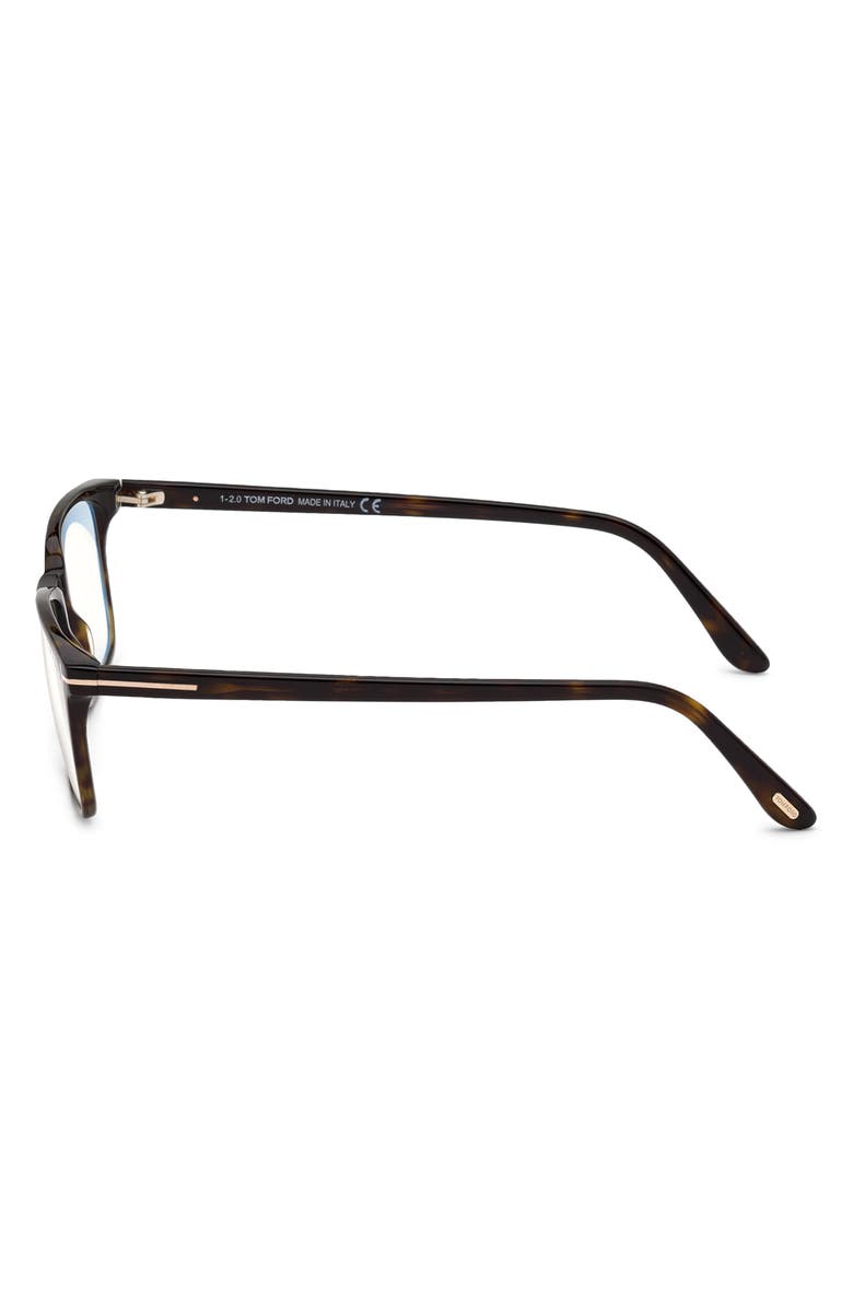 TOM FORD 54mm Rectangular Blue Light Blocking Glasses, Alternate, color, Havana Rose Gold / T Logo