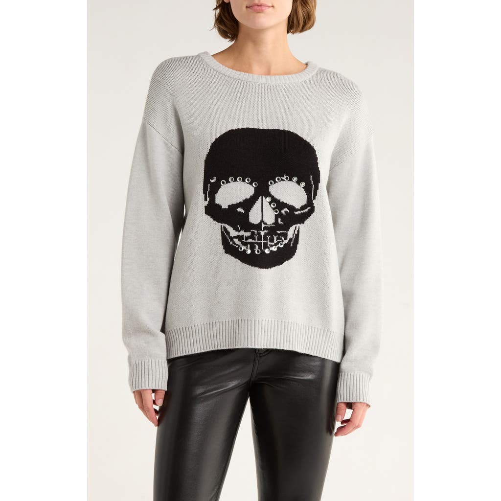 Vigoss Studded Skull Sweater In White