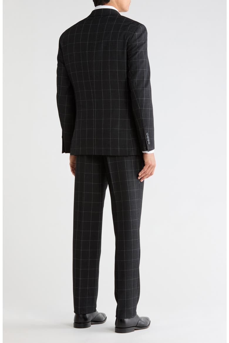 Windowpane 3-Piece Suit, Alternate, color, BLACK