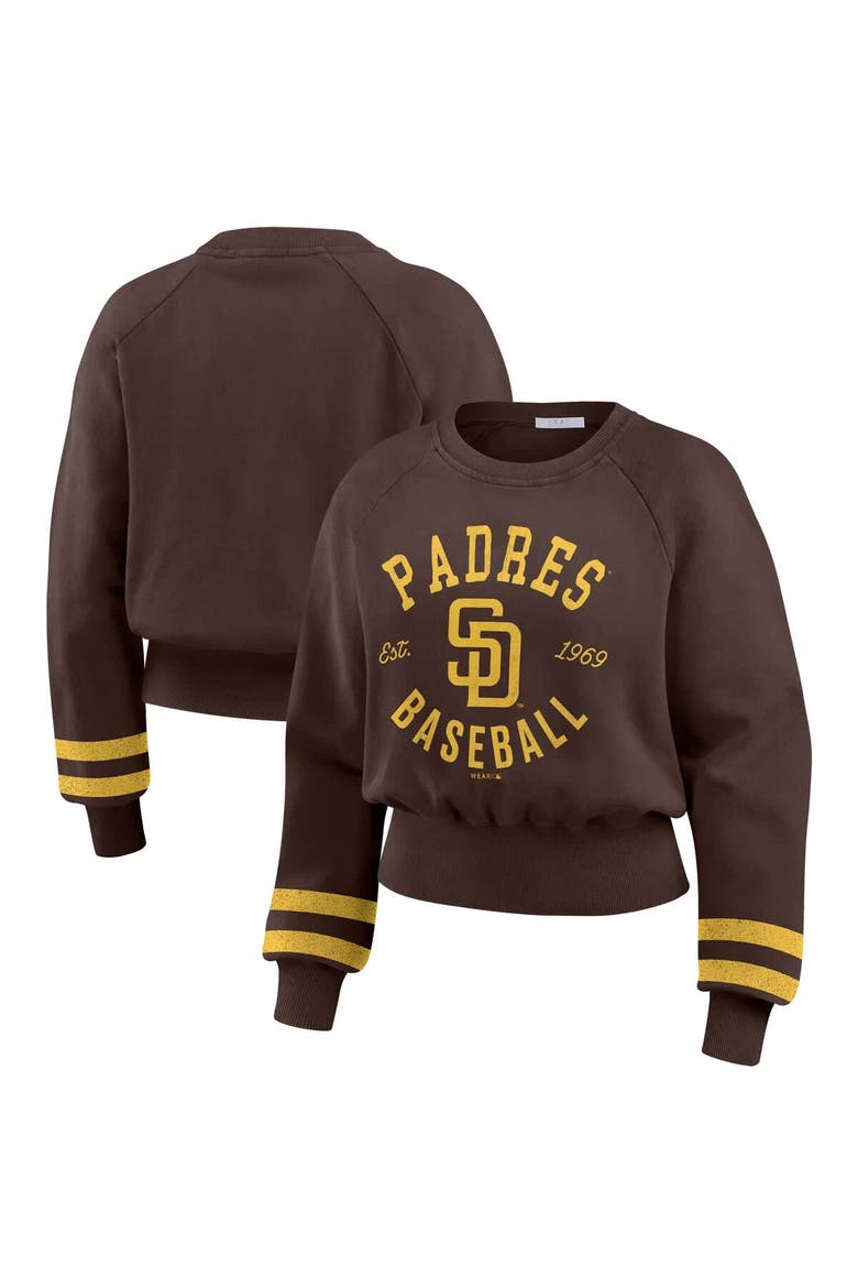 Women's WEAR by Erin Andrews  Brown San Diego Padres Vintage Washed Cropped Pullover Sweatshirt, Main, color, Brown