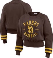 WEAR by Erin Andrews Women's WEAR by Erin Andrews  Brown San Diego Padres Vintage Washed Cropped Pullover Sweatshirt