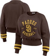 WEAR by Erin Andrews Women's WEAR by Erin Andrews Brown San Diego Padres Vintage Washed Cropped Pullover Sweatshirt