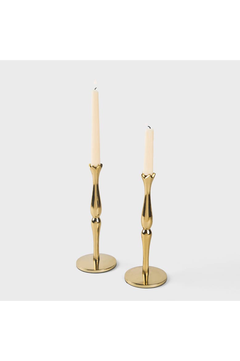 Holiday Accents Brass Candlesticks Set, Alternate, color, Gold - 9"
