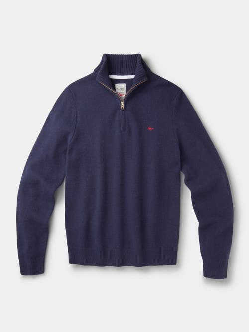 Aubin Pepper Lambswool Zip Neck Sweater In Blue