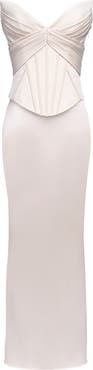 HOUSE OF CB Eve Satin Strapless Corset Gown