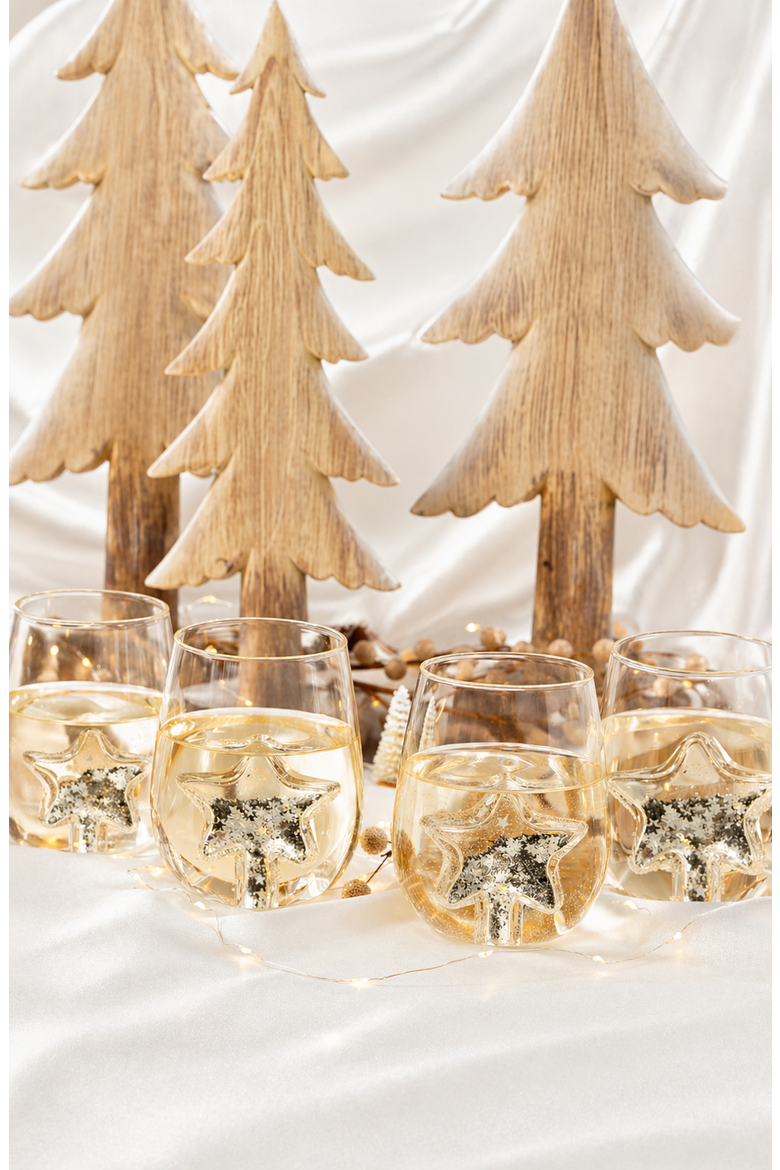 Glitter Star Stemless Wine Glass, Set of 4, Alternate, color, Silver